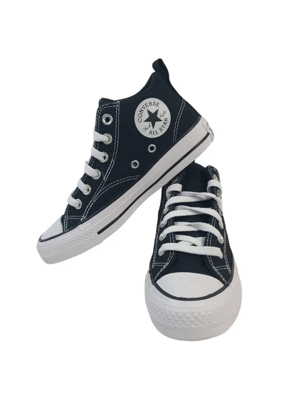 Converse Kids Chuck Taylor All Star Malden Street Mid Sneakers Black/White Sz 4